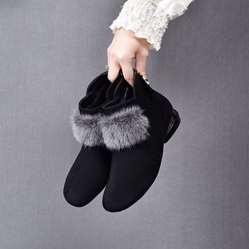 💥Ofertă limitată【80% REDUCERE】😍【35-41】 Cizme din piele moale cu vârf rotund, cu toc mijlociu