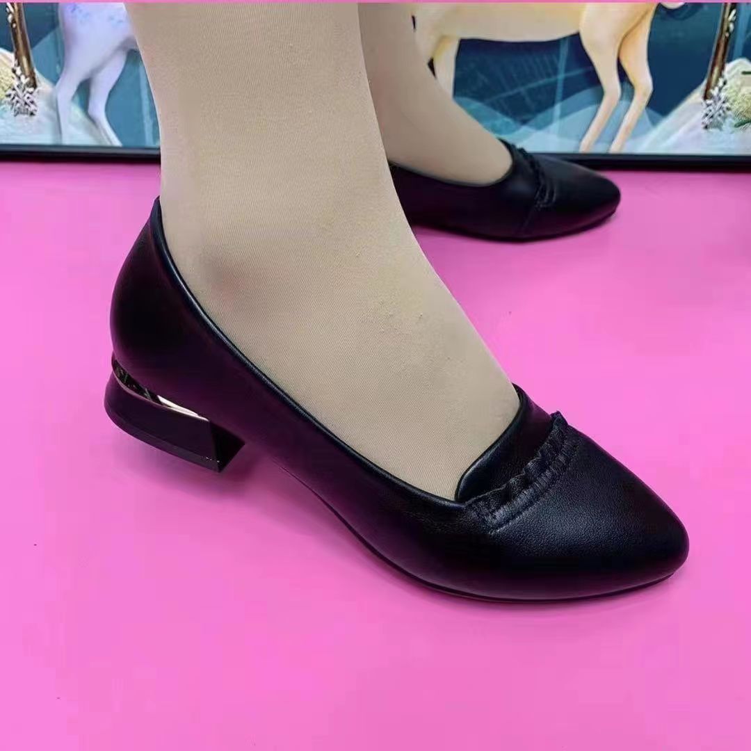 【35-40】Pantofi de damă cu vârf rotund din piele naturală cu talpă moale