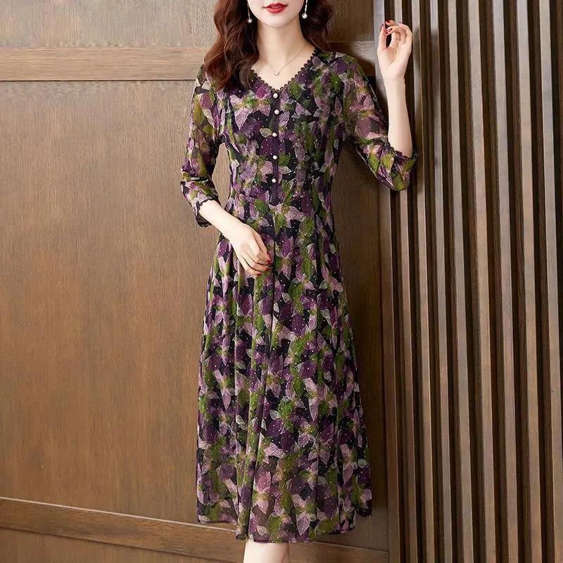 【M - 4XL】Rochie la modă cu imprimeu cu decolteu în V