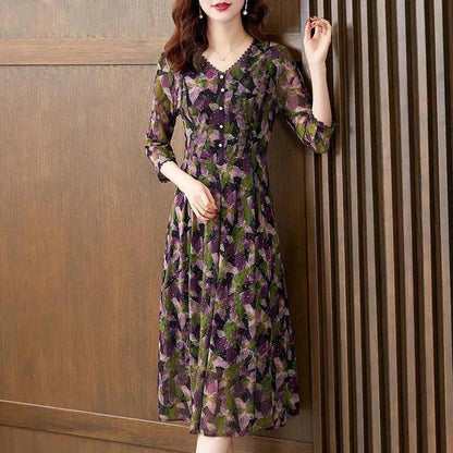 【M - 4XL】Rochie la modă cu imprimeu cu decolteu în V
