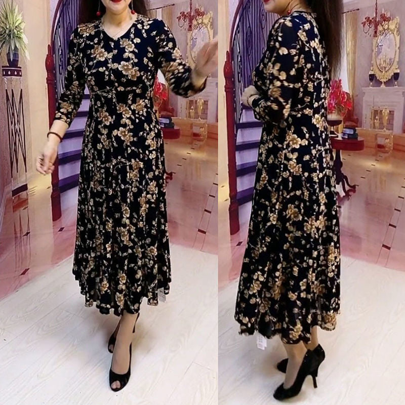 🥰【S-5XL】Rochie florală cu decolteu în V cu talie subțire în talie