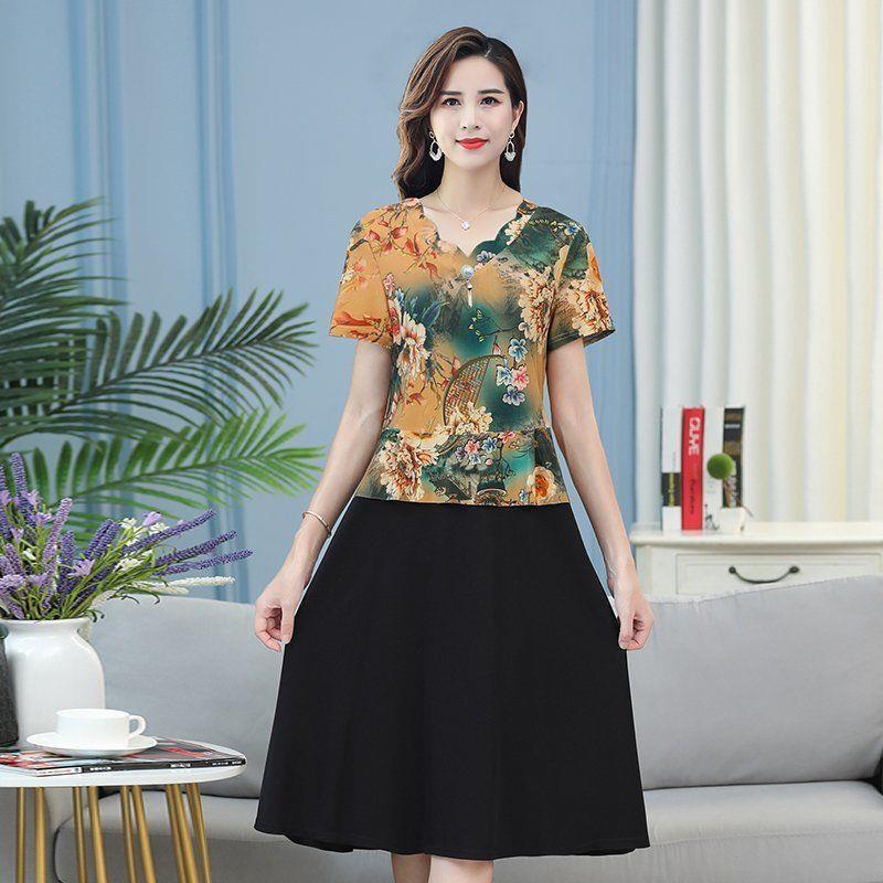 【XL- 5XL】Rochie din sifon floral cu decolteu in V