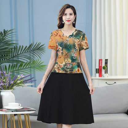 【XL- 5XL】Rochie din sifon floral cu decolteu in V