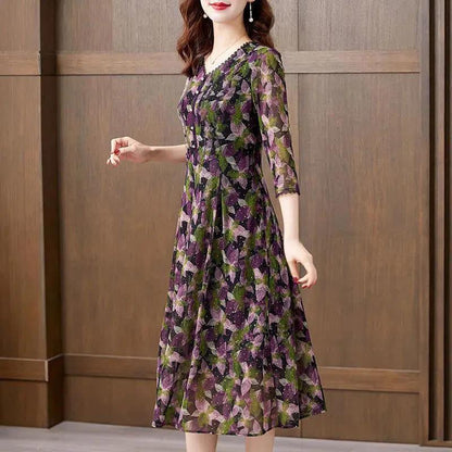 【M - 4XL】Rochie la modă cu imprimeu cu decolteu în V