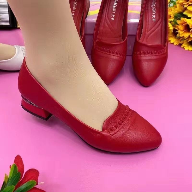 【35-40】Pantofi de damă cu vârf rotund din piele naturală cu talpă moale